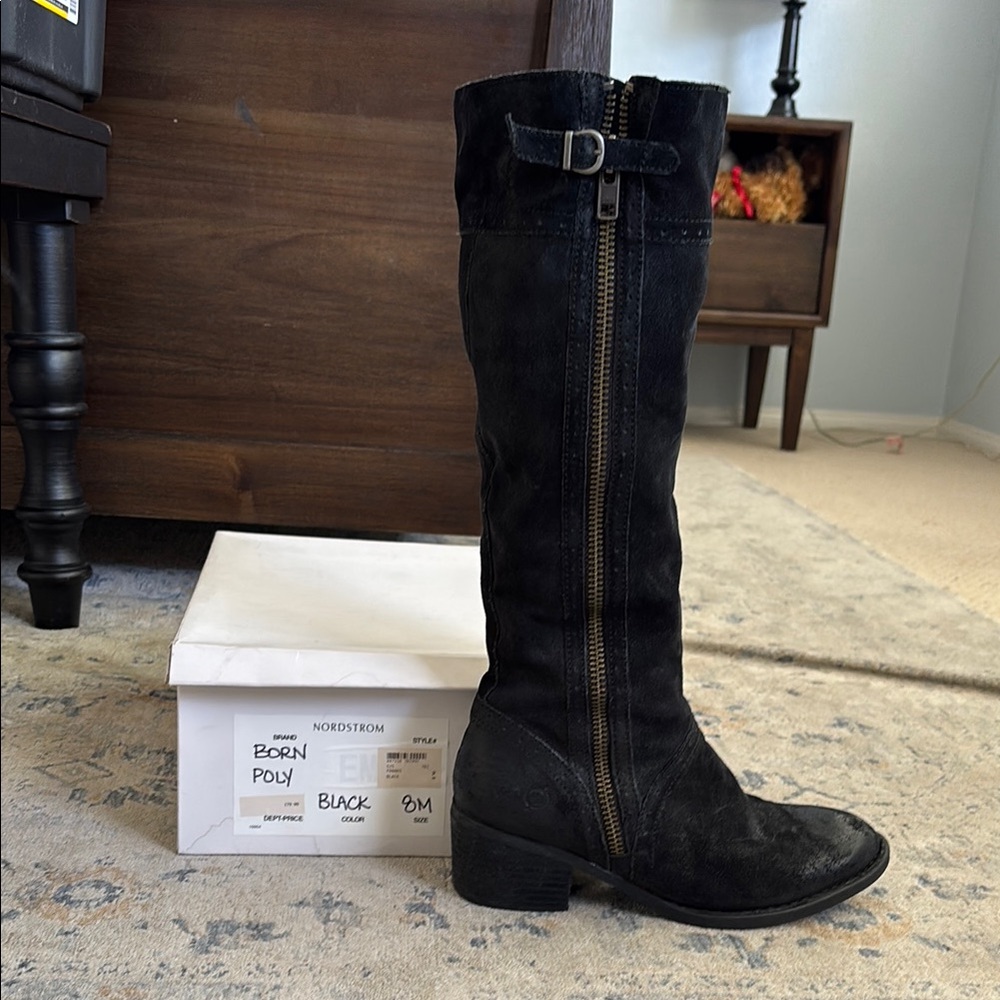 Black Tall Leather Boots